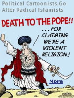 Every political cartoonist takes a risk to exercise freedom of expression, especially those who feature radical Islamists. Drawing an image of the Prophet Mohammed is forbidden, and can be a death sentence for the artist.